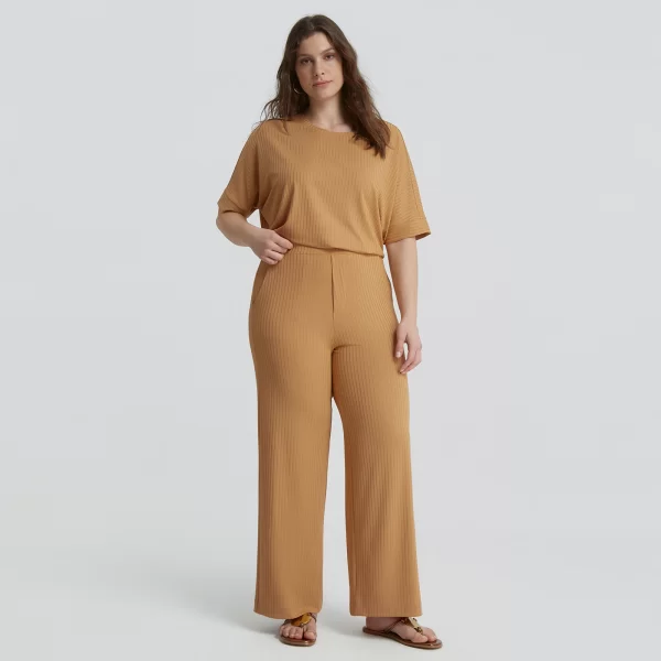 Ριμπ παντελόνα με ελαστική μέση