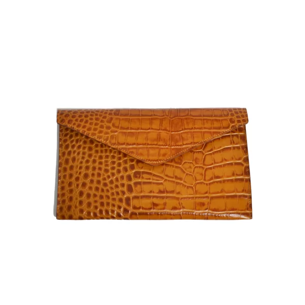 Τσάντα clutch με croco υφή