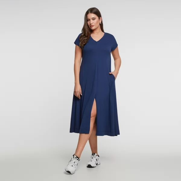 Βαμβακερό φόρεμα με άνοιγμα μπροστά