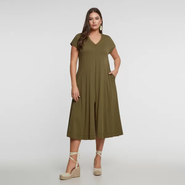 Βαμβακερό φόρεμα με άνοιγμα μπροστά