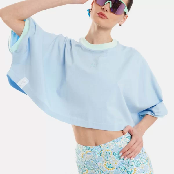 Γυναικείο Crop Top με κέντημα – Sloutsy - SKY BLUE