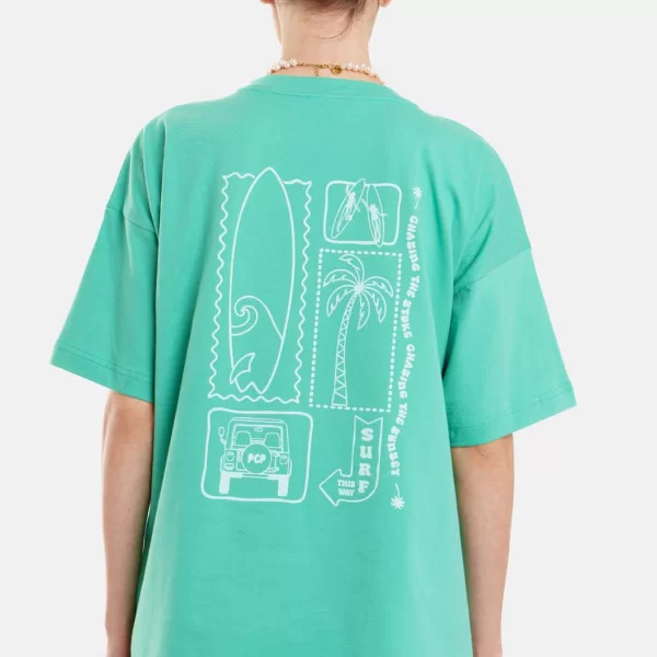 Γυναικείο Κοντομάνικο Μπλουζάκι με τύπωμα - Surf - GREEN