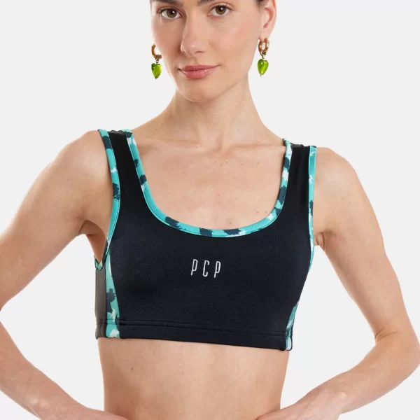 Γυναικείο Crop Top με κέντημα - Nadia - PETROL