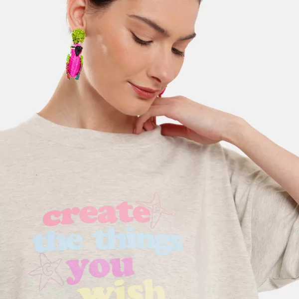 Γυναικείο Κοντομάνικο Μπλουζάκι με τύπωμα – Create - GREY