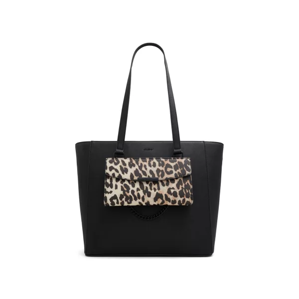 Μαύρη-λεοπάρ διπλή τσάντα ώμου LOBRECLYA