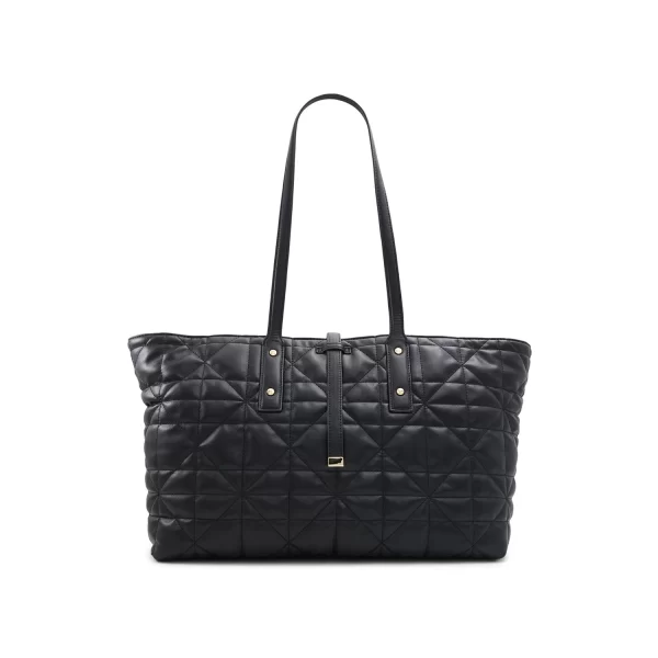 Μαύρη καπιτονέ τσάντα ώμου MORGEN