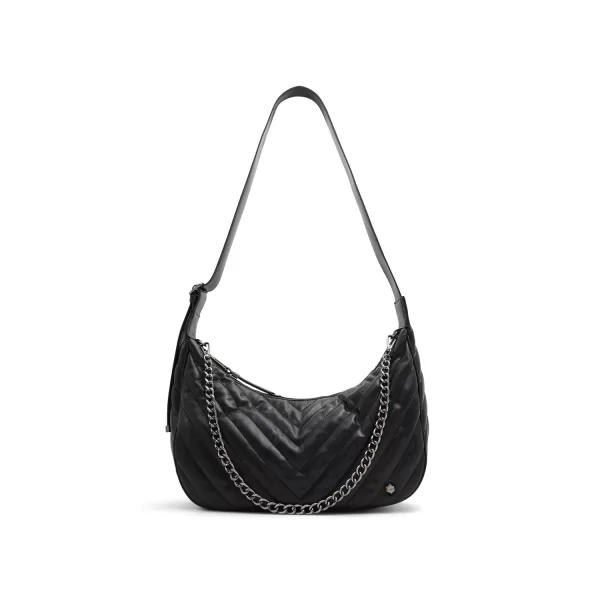 Μαύρη καπιτονέ τσάντα ώμου VICKIA