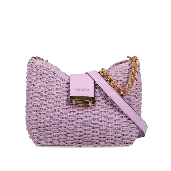 Migato Λιλά πλεκτή τσάντα ώμου