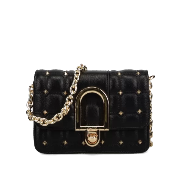 Gaudi Μαύρη τσάντα ώμου χιαστί ELEONORA STUDS