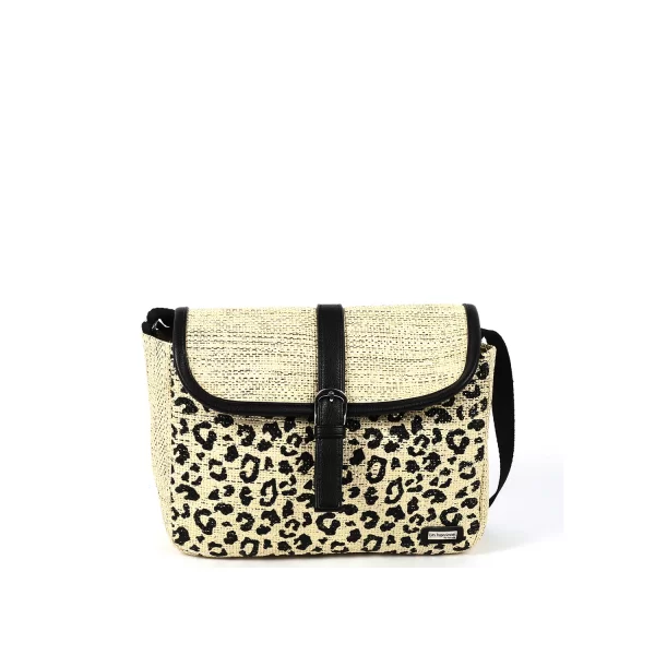 Μπεζ ψάθινη τσάντα χιαστί