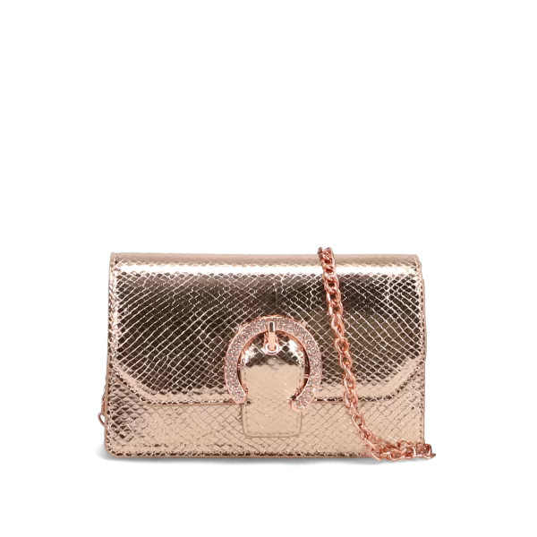 Χρυσή snakeskin τσάντα ώμου