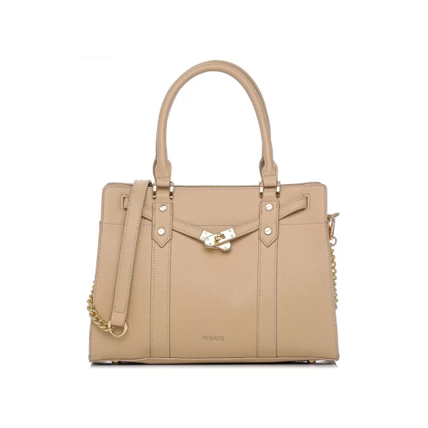 Μπεζ τσάντα με αγκράφα