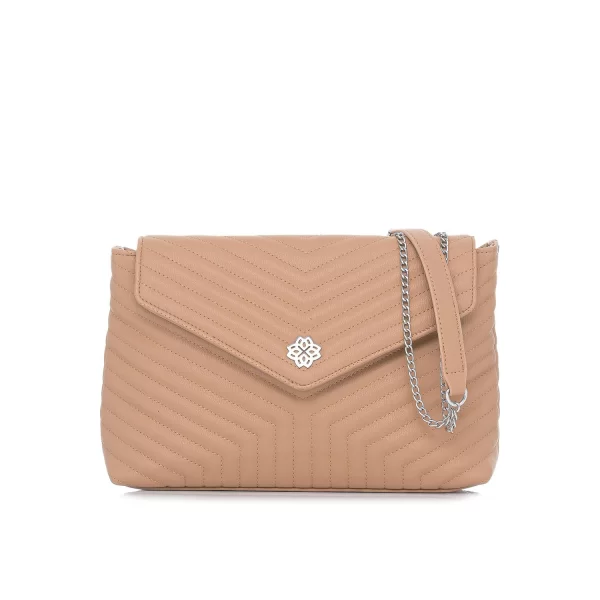 Μπεζ τσάντα με καπάκι