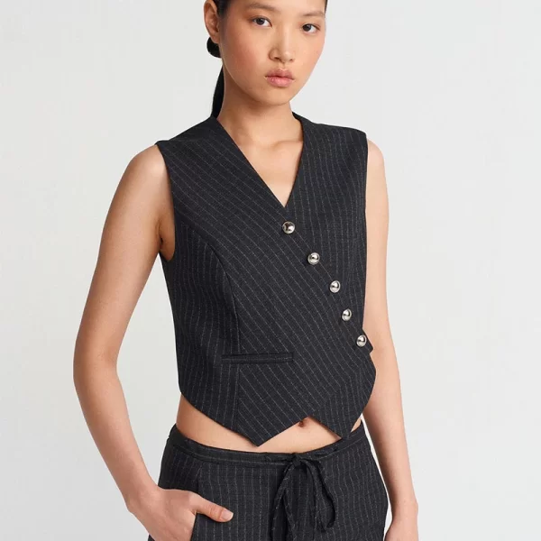 SOU IZABEL γυναικεία γιλέκο με ασημί κουμπιά