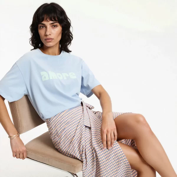 La Redoute Collections Κοντομάνικο t-shirt με μήνυμα και στρογγυλή λαιμόκοψη