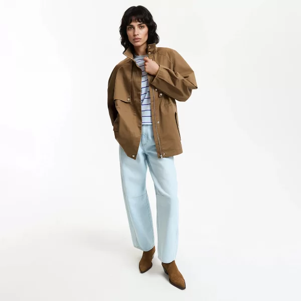 Κοντή καπαρντίνα με φερμουάρ και μανίκια balloon