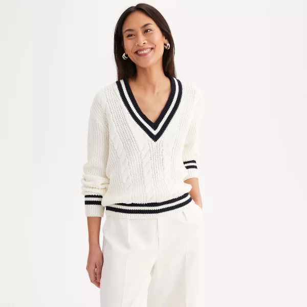 Πλεκτό με V και κοτσίδες