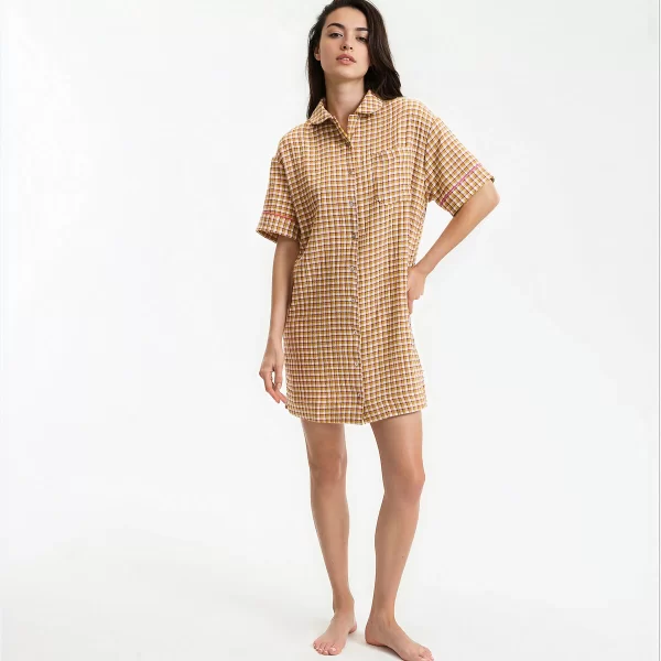 Νυχτικό από αγνό βαμβάκι με καρό σχέδιο