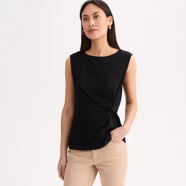 Anne Weyburn Αμάνικο μπλουζάκι με ντραπέ και στρογγυλή λαιμόκοψη