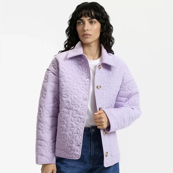 Καπιτονέ ζακέτα με ανάγλυφα λουλούδια