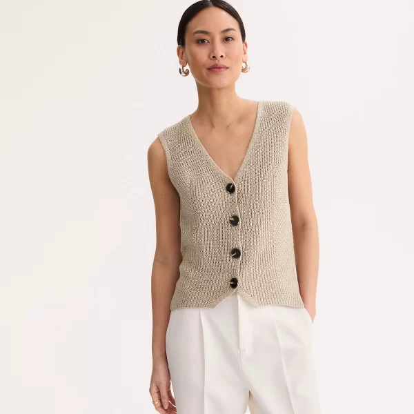 Πλεκτό γιλέκο από λινό και βαμβάκι