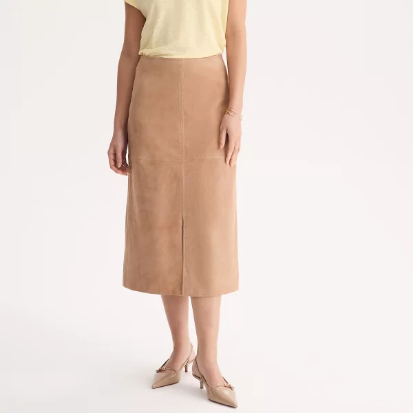 Ίσια δερμάτινη σουέτ φούστα