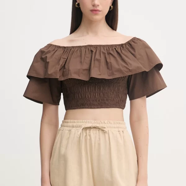 Gaudi Gaudi Μπλούζα με βολάν γυναικεία βαμβακερή