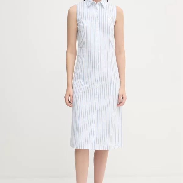 U.S. Polo Assn. φόρεμα βαμβακερό αμάνικο μίντι δετό πίσω