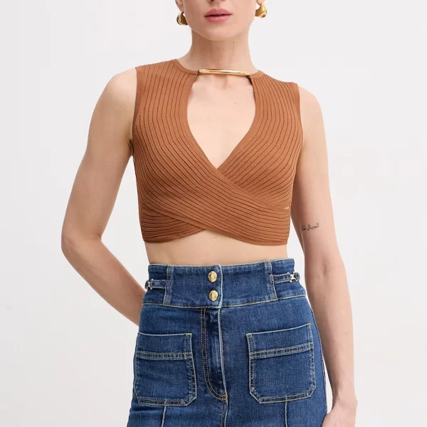 ELISABETTA FRANCHI Elisabetta Franchi κρουαζέ μπλούζα Γυναικεία με βισκόζη