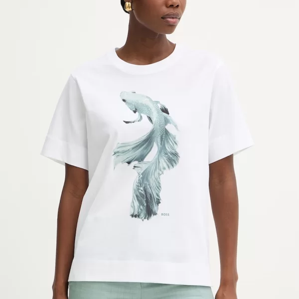 BOSS Τοπ t-shirt γυναικείο βαμβακερό Elpha_placed5