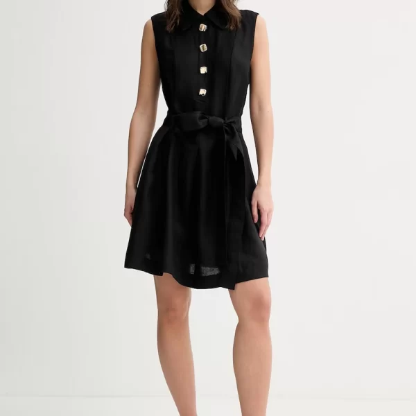 HUGO μικρό μαύρο φόρεμα λινό Kaleisi