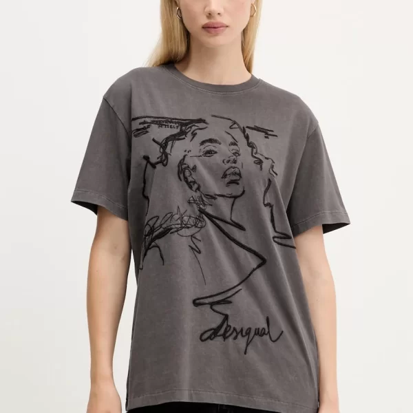 Βαμβακερό μπλουζάκι Desigual BUDAPEST