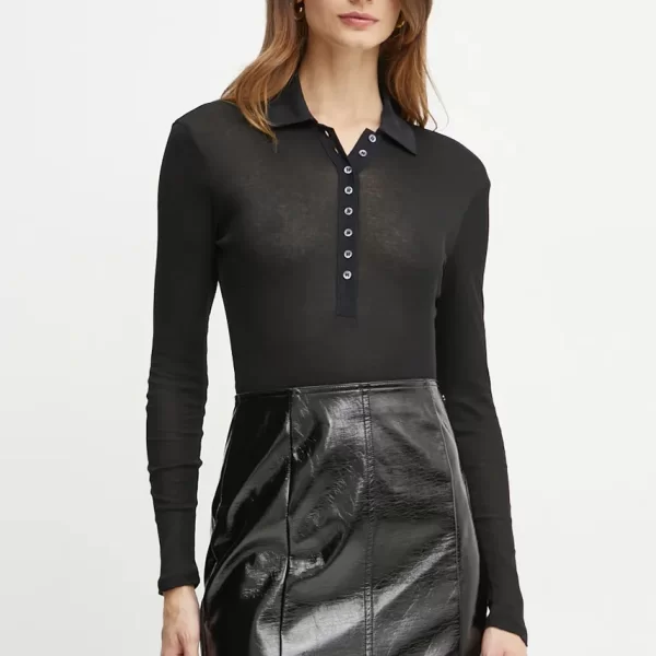 PINKO Βαμβακερή μπλούζα με μακριά μανίκια Pinko