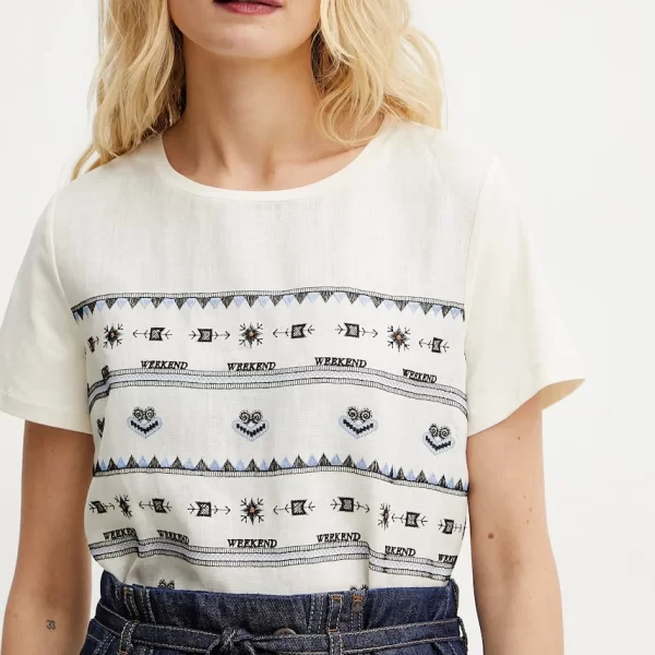 WEEKEND MAX MARA Μπλουζάκι με λινό μείγμα Weekend Max Mara