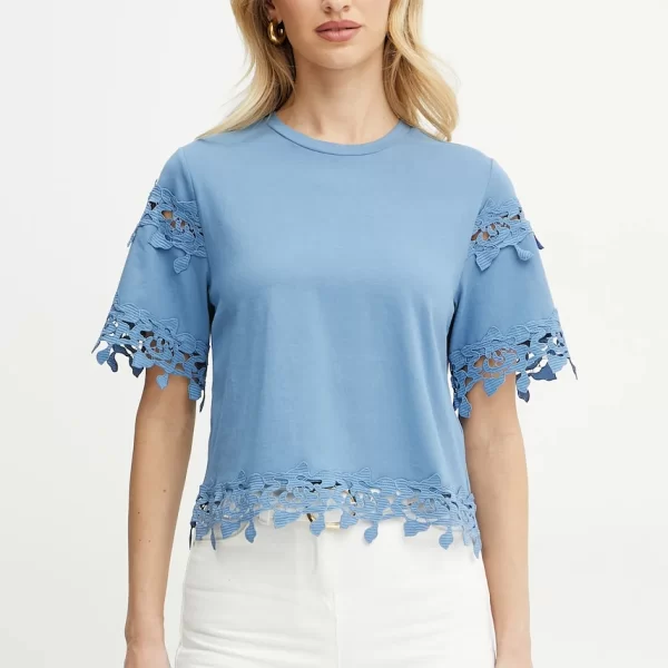 MORGAN Βαμβακερό μπλουζάκι Morgan DFUTUR