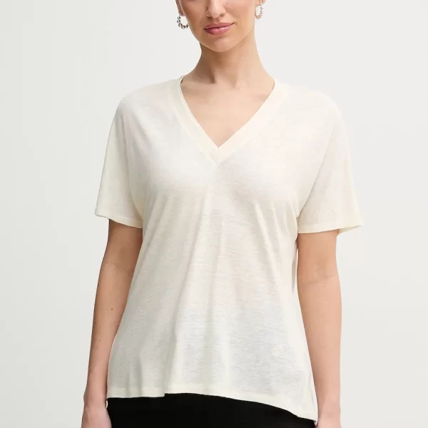 Boss Μπλουζάκι με λινό μείγμα BOSS