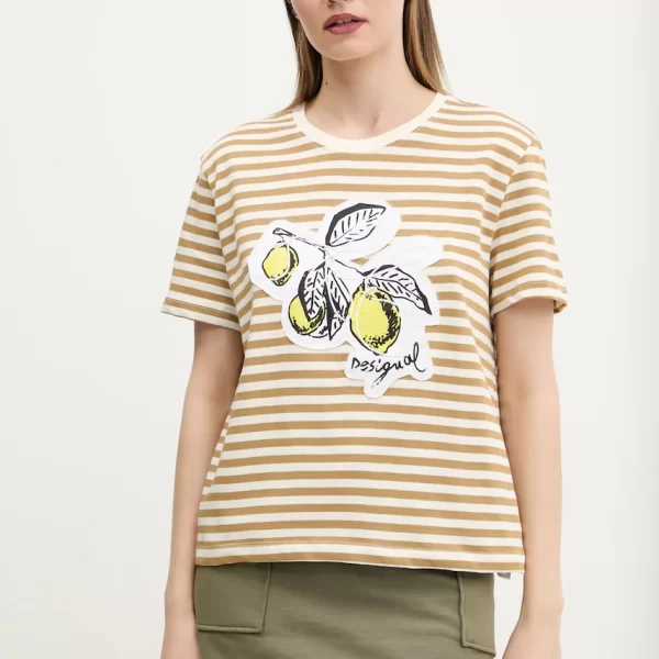 Βαμβακερό μπλουζάκι Desigual LEMON