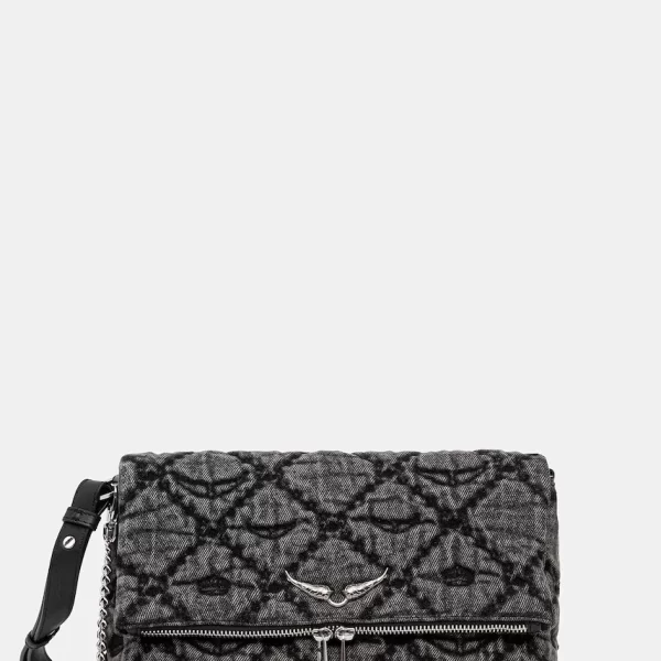 Zadig & Voltaire Βαμβακερή τσάντα ZADIG&VOLTAIRE ROCKY II DENIM MONOGRAM