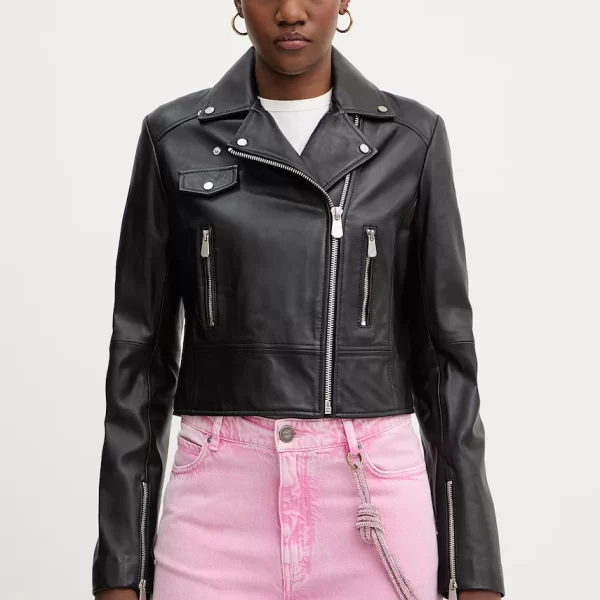 PINKO Δερμάτινο μπουφάν Pinko