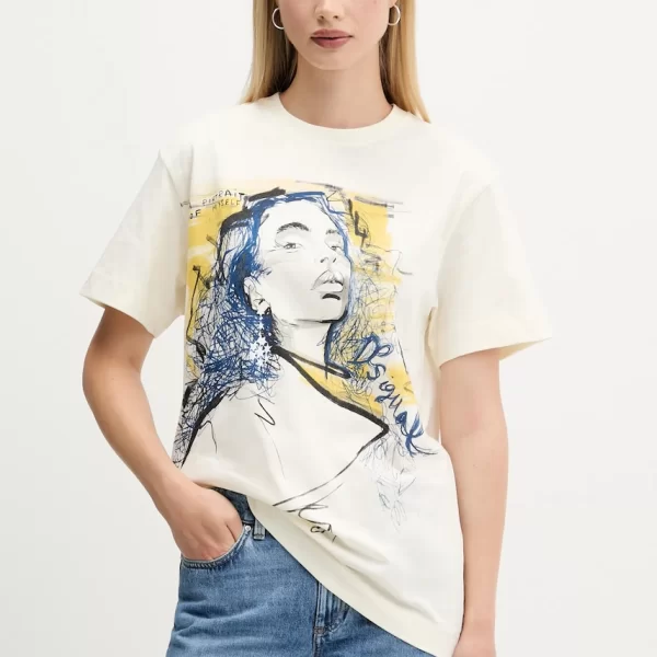 Βαμβακερό μπλουζάκι Desigual PORTRAIT