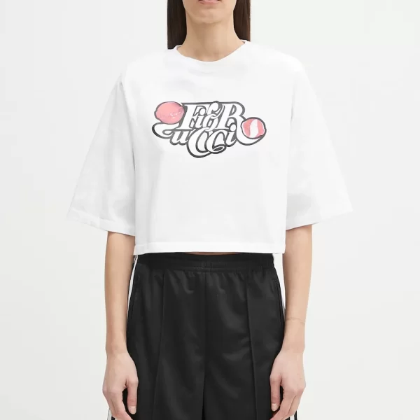 Fiorucci Βαμβακερό μπλουζάκι Fiorucci Curly Lollipop Logo Cropped Padded