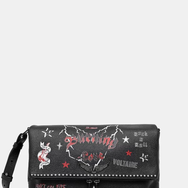 Zadig & Voltaire Δερμάτινη τσάντα ZADIG&VOLTAIRE ROCKY II GRAINED LEATHER PUNK