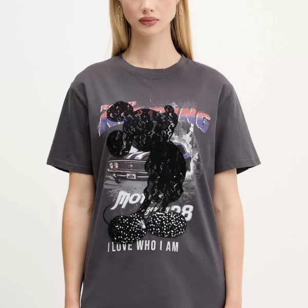 Βαμβακερό μπλουζάκι Desigual MICKEY LACE