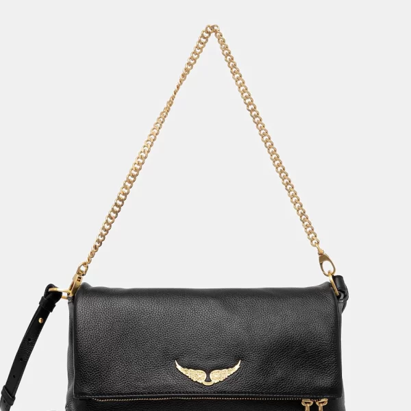 Zadig & Voltaire Δερμάτινη τσάντα ZADIG&VOLTAIRE ROCKY II GRAINED LEATHER