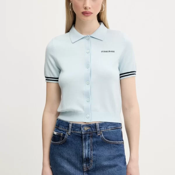 guess jeans Μπλουζάκι πόλο με μείγμα μαλλί Guess Jeans