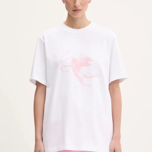 Βαμβακερό μπλουζάκι Fiorucci White Cupid Print Regular Fit T-Shirt