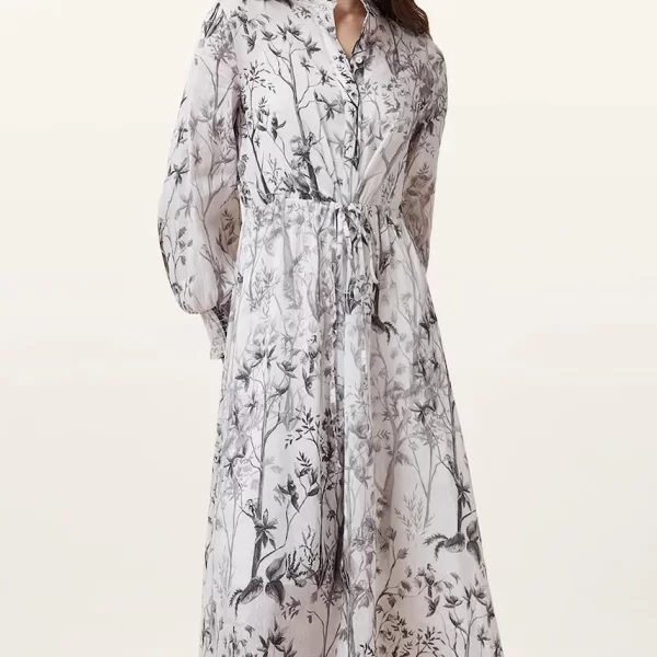 Λινό φόρεμα AllSaints SKYLAR MAXI