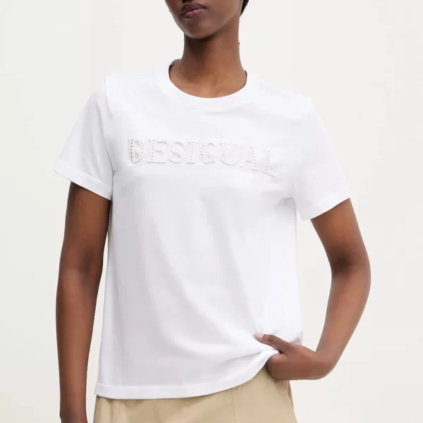 Βαμβακερό μπλουζάκι Desigual BRANDY