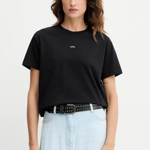 Βαμβακερό μπλουζάκι A.P.C. t-shirt boxy micro logo GOTS