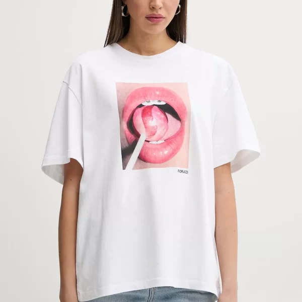 Βαμβακερό μπλουζάκι Fiorucci Lollipop Mouth Print Boxy T-Shirt